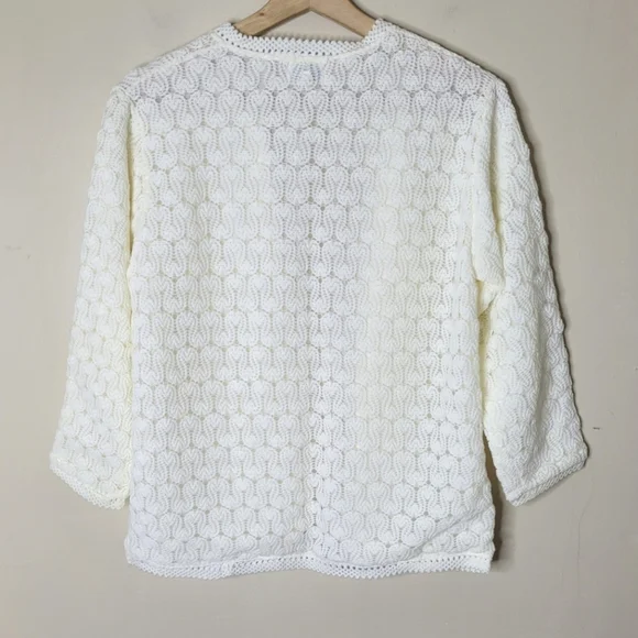 VTG Vienna Lace Open Front Cardigan Sweater Size Small 60's Japan - Picture 6 of 8